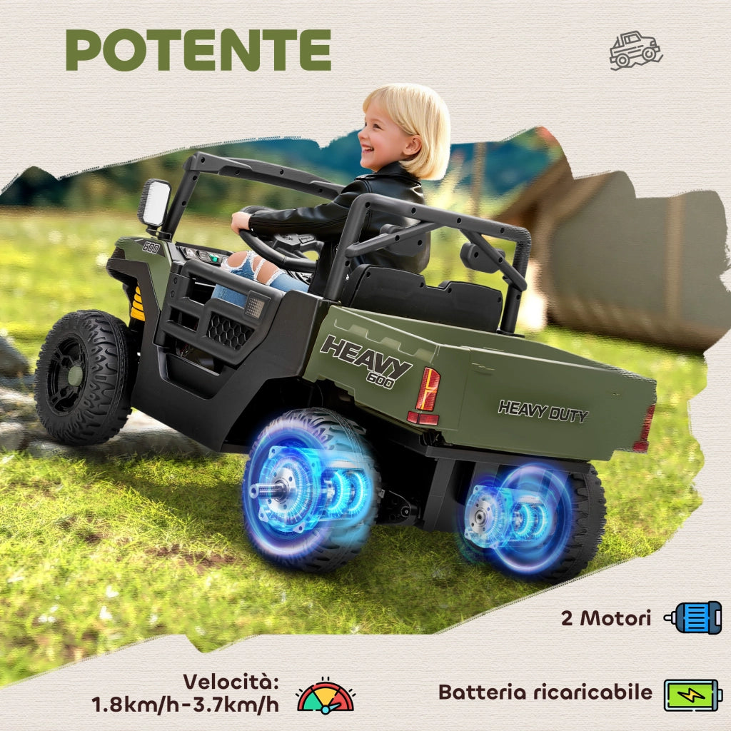 Macchina Elettrica Bambini 12V con Telecomando Sospensioni Bagagliaio e Musica Età 3-8 Anni Verde