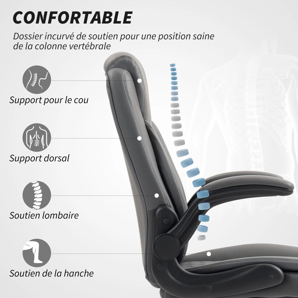 Sedia da ufficio ergonomica ¨C zephmum ¨C grigio, regolabile, braccioli