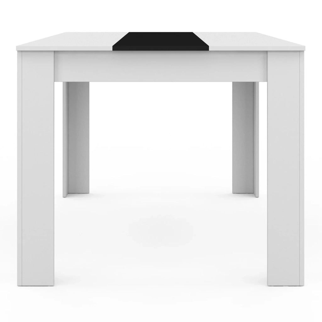 IDMarket - GEORGIA Tavolo da pranzo rettangolare bianco e nero per 6 persone 140 x 80 cm