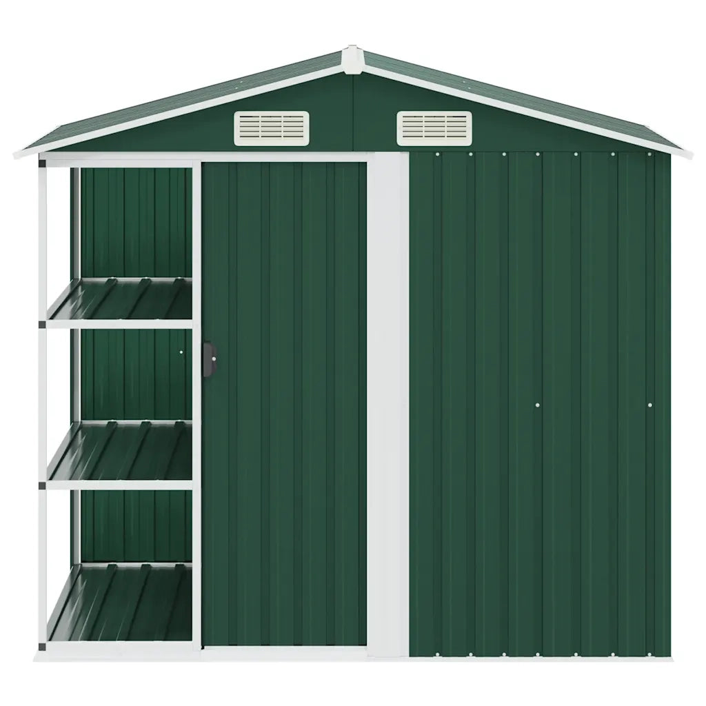 Capanno da Giardino con Scaffali Verde 205x130x183 cm in Ferro 47104