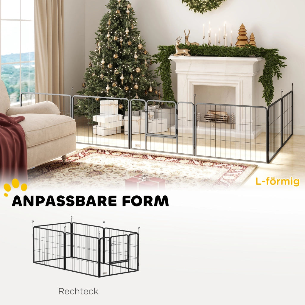 Recinto per Cani 6 Pannelli ¨C zephmum ¨C Acciaio Folding Grigio