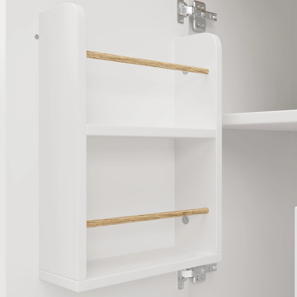 CARRELLO Cucina con piano ribaltabile 137,9x73x92,2 cm MDF bianco con ruote