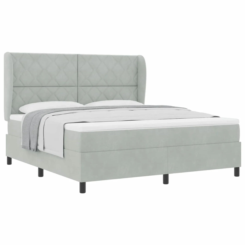 Letto a molle con materasso Grigio chiaro 200 x 180 cm Velluto 3340994