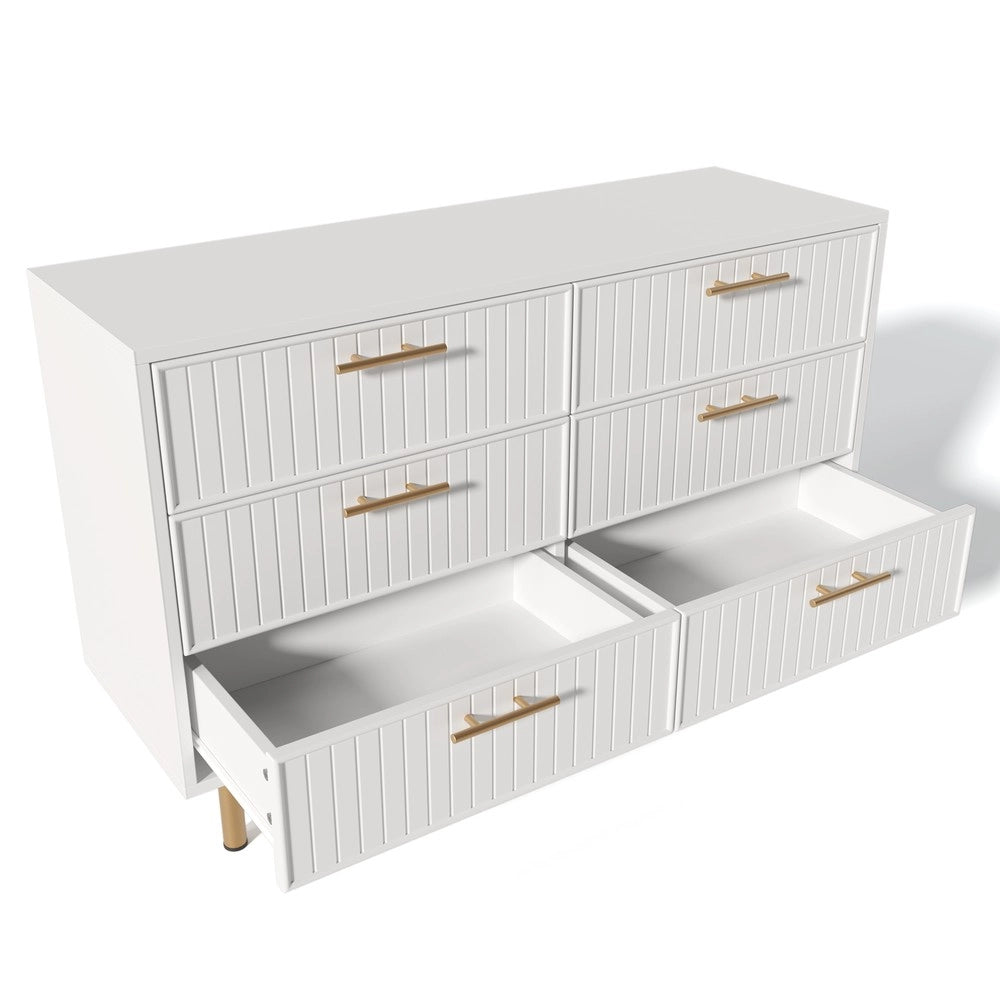 Cassettiera 6 Cassetti ¨C MINIMAL ¨C Bianco, 120x40x75 cm
