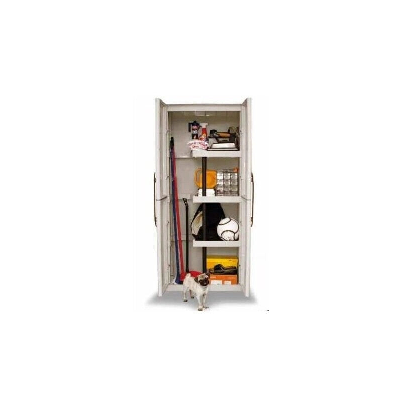 ARMADIO PORTASCOPE CON 3 RIPIANI IN PLASTICA BEIGE DIMENSIONI 70X39XH165 CM