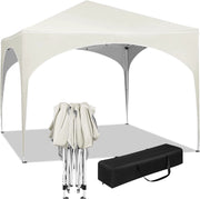 Gazebo da Giardino Richiudibile 3x3m Gazebo Esterno in Ferro Regolabile in Altezza Tendone con Soffitto Semicircolare Pieghevole Protezione Solare, Tende per eventi Facile da Montare Beige