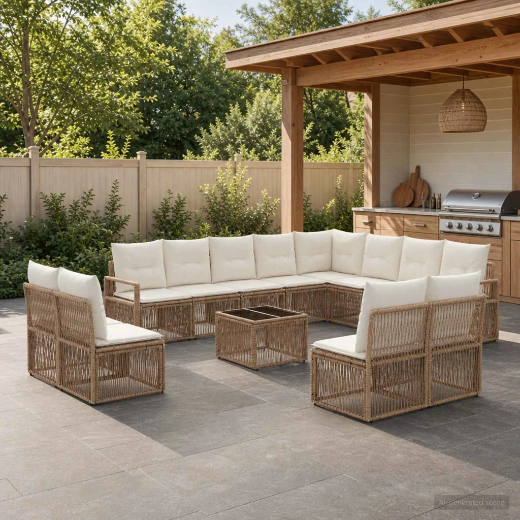 Set Divano da Giardino 13 pcs Beige polyrattan 3435873