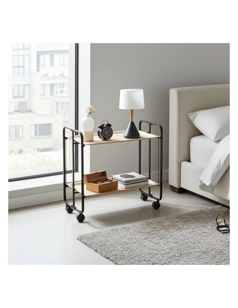 Carrello da cucina pieghevole nero con ruote BAUHAUS 2 ripiani