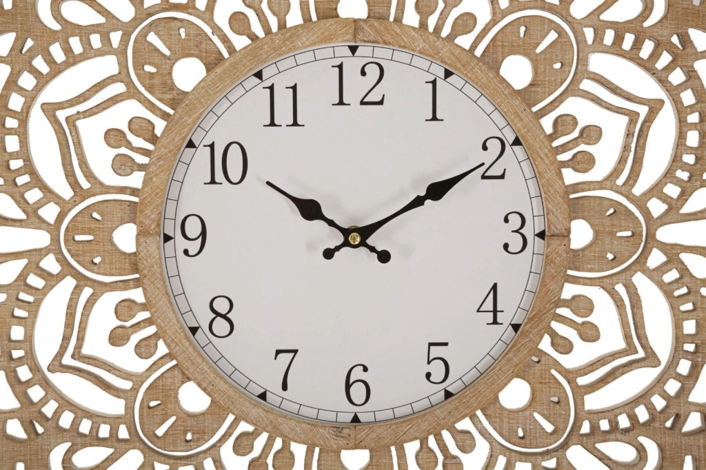 Orologio da Muro Carving Ø 60x4,5 cm in Rattan