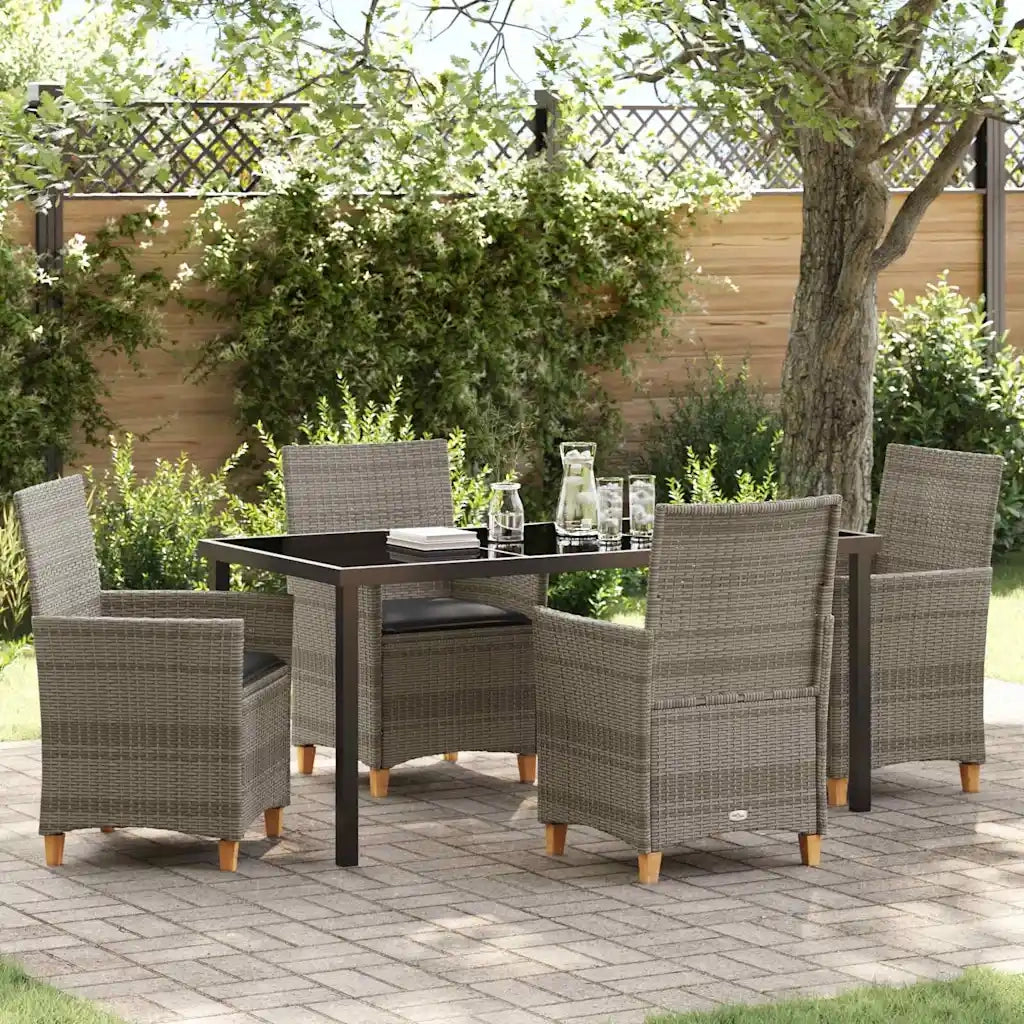 Set da Pranzo per Giardino 5 pcs Grigio polyrattan 3381075