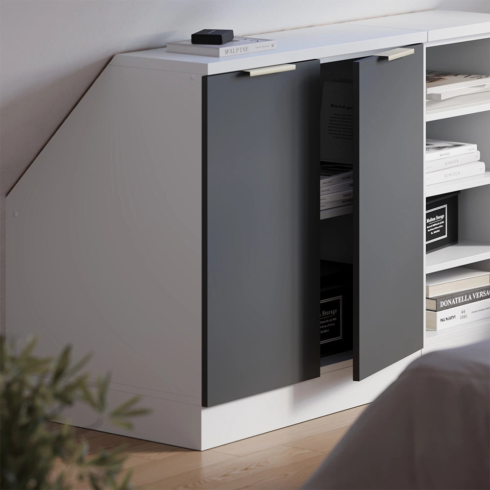 Mobile cucina sottotetto R-Line Antracite-oro/Bianco 80 cm con 2 porte, carcassa 60 cm profondità Vicco