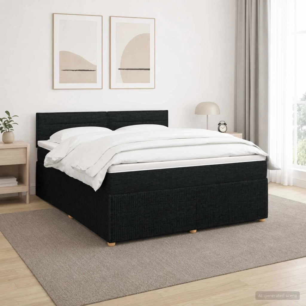Letto box spring con materasso Nero 140 x 200 cm Tessuto 3452941