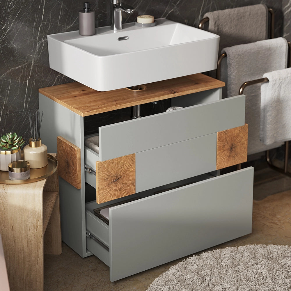 Vicco Set di mobili da bagno Grigio/Artisan 4 parti