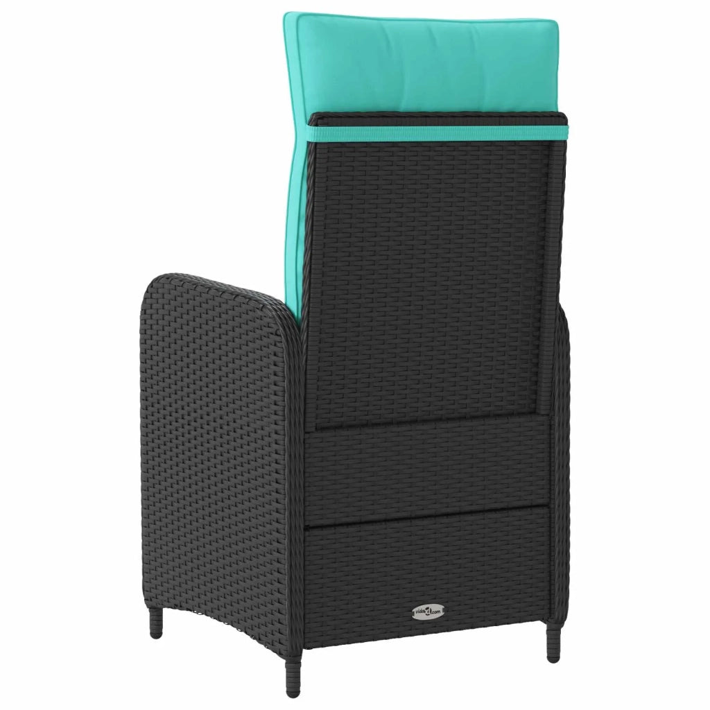 Sedia da giardino reclinabile Nero e Turchese polyrattan 42027159