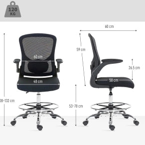 Sedia ergonomica nera con supporto lombare 4D