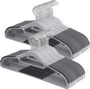 Hangers per capo di abbigliamento in plastica - set da 50 - design antiscivolo - gancio rotante - grigio - risparmio di spazio