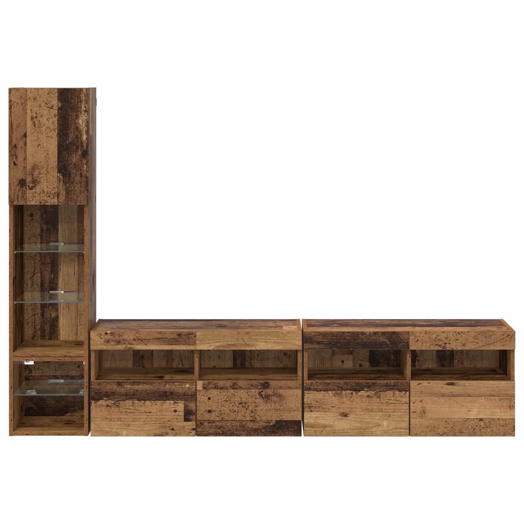 Mobile Porta TV 4 pz-Credenza per TV Legno vecchio Legno multistrato 111333