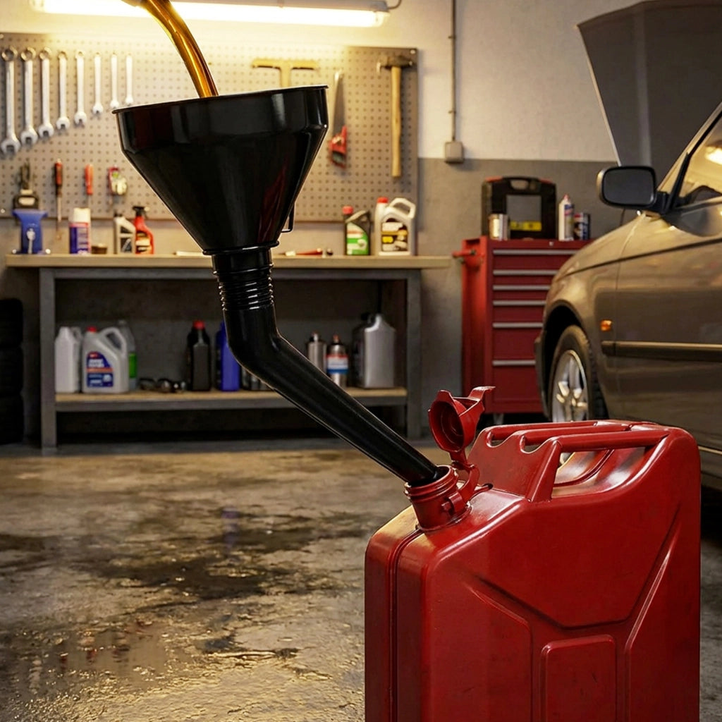 Imbuto Carburante 18cm a Manico Curvo Accesso ai Serbatoi Profondi Nero Avizar