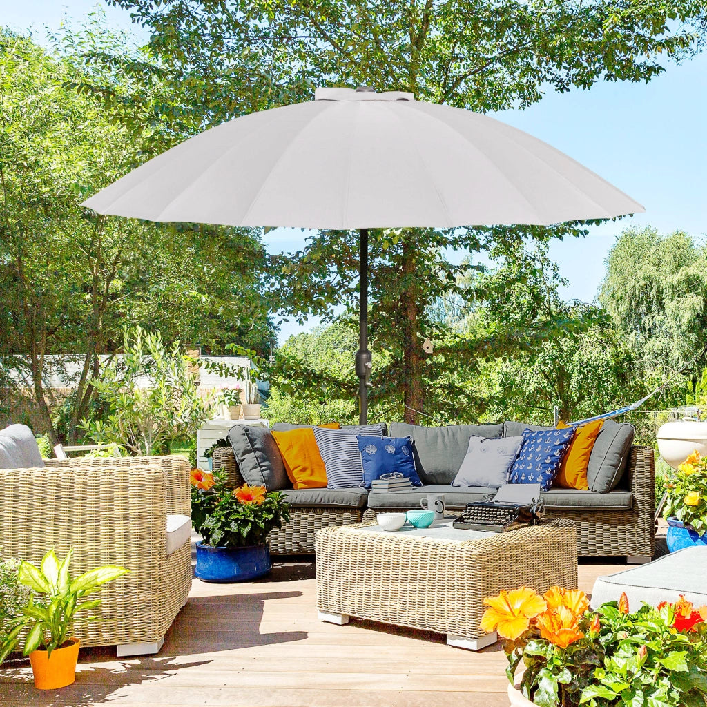 Ombrellone da Giardino e Terrazza 2.5x2.5 m a Manovella con 18 Stecche e Inclinabile, Grigio