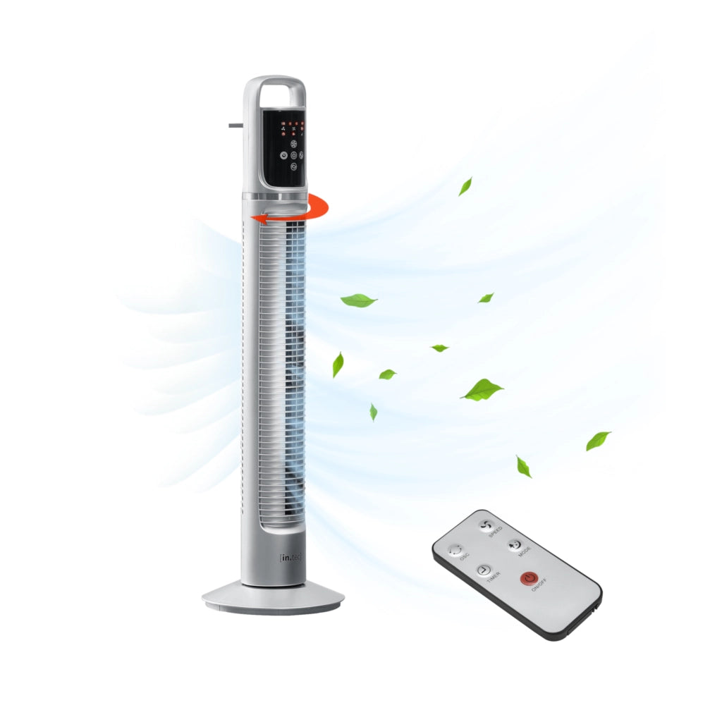 Ventilatore a Torre 82 cm con Telecomando e Timer Modalitá Oscillante Motore da 40W - Argento