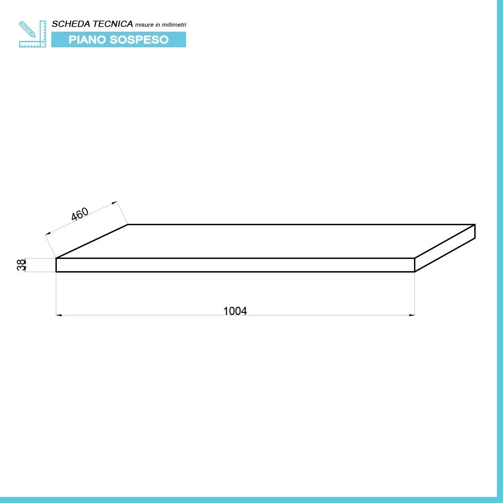 Mensola per lavabo d'appoggio 100 cm in legno rovere naturale  Linea