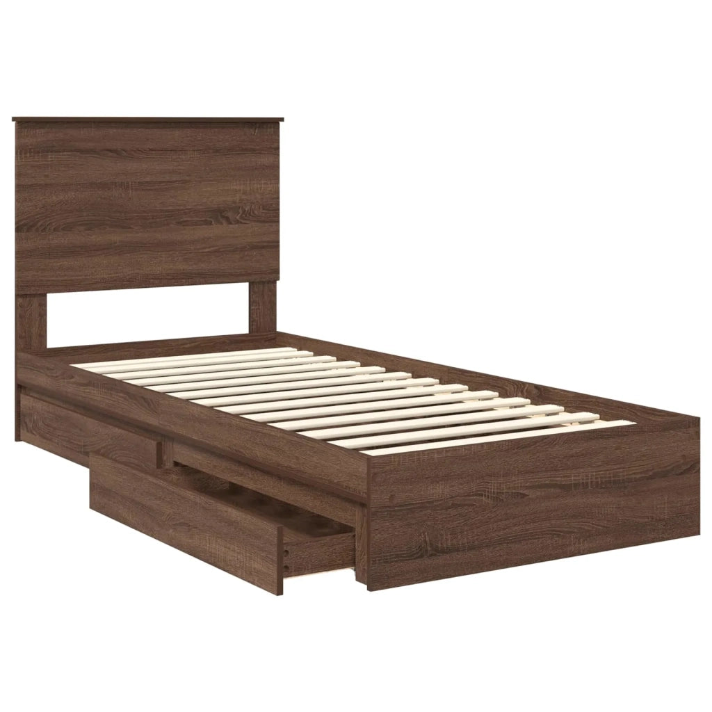 Letto con Contenitore con testiera Rovere Marrone 75 x 190 cm 3409607