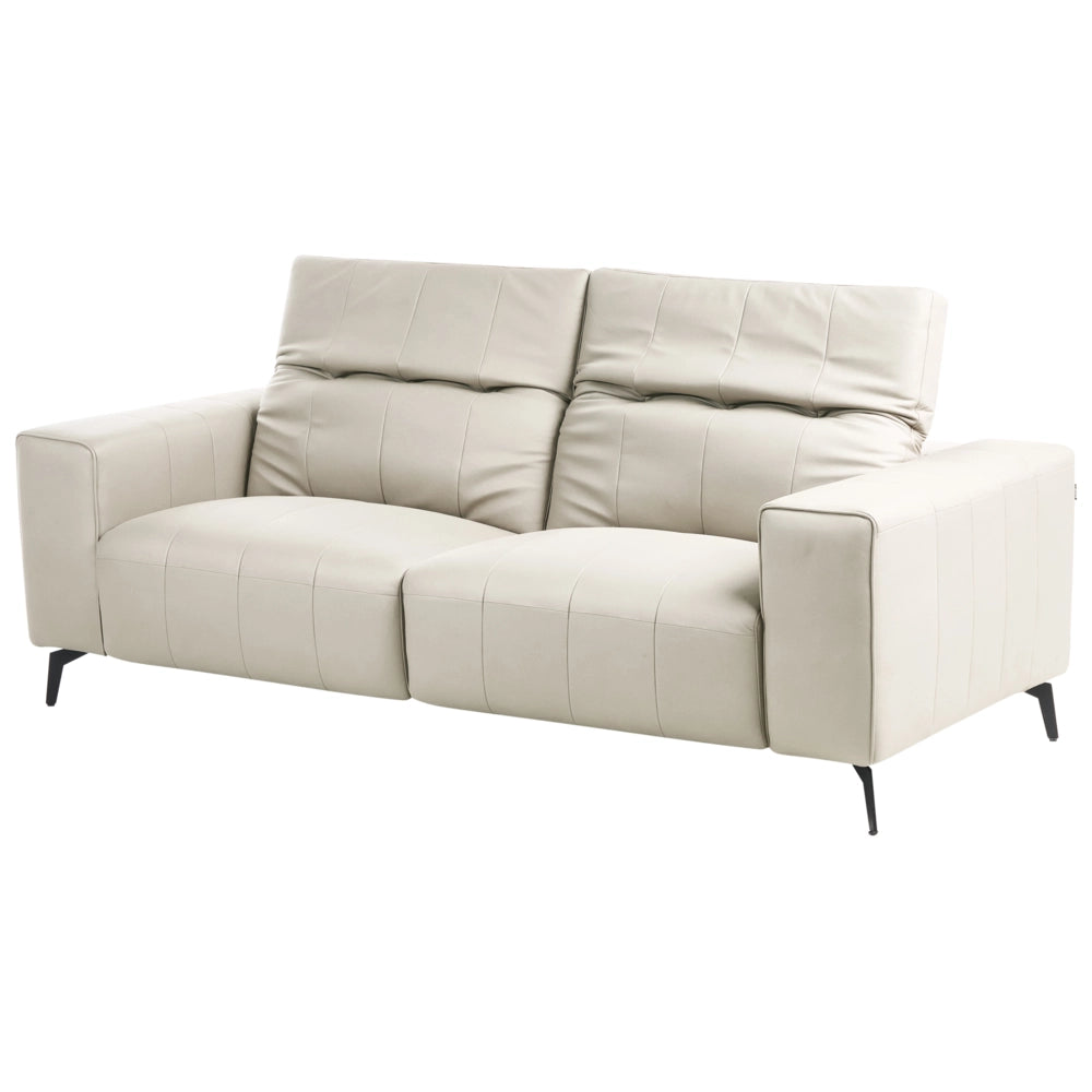 Divano in ecopelle con poggiatesta regolabile e gambe in metallo Beige stile moderno