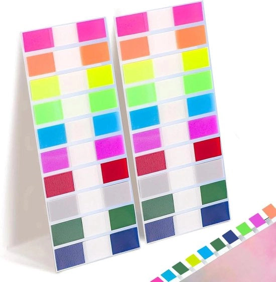 Nota trasparente self-adesiva per note - 400 pezzi - segnatura e segnalibro di pagina - 10 colori