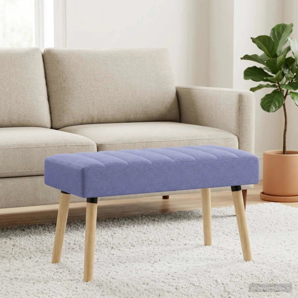 Panchina trapuntata a canale Blu jeans 80 x 40 x 46 cm Tessuto 42038486