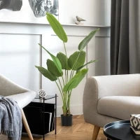 Pianta Artificiale da 160 cm a 10 Foglie in PEVA Verde con Vaso da Ø16.5x13.5 cm