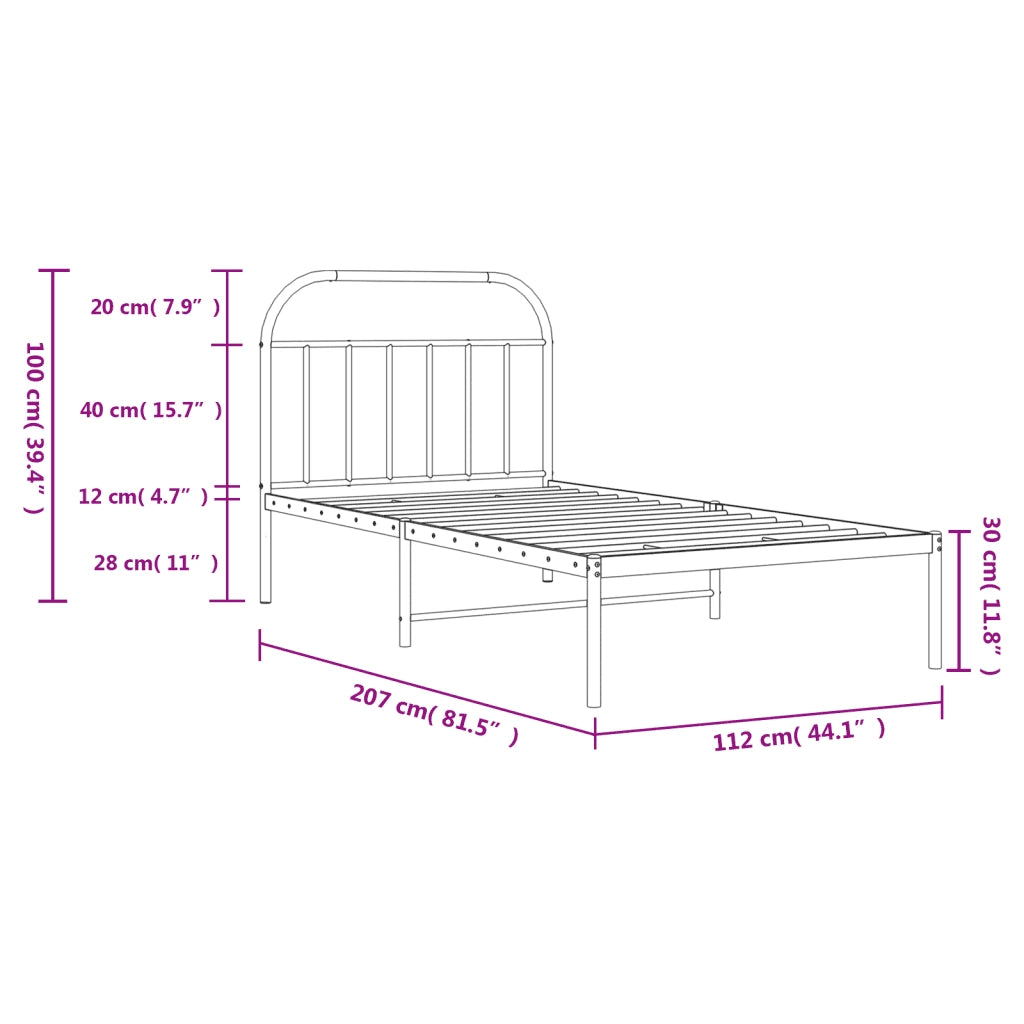 Giroletto con Testiera Metallo Bianco 107x203 cm 353680