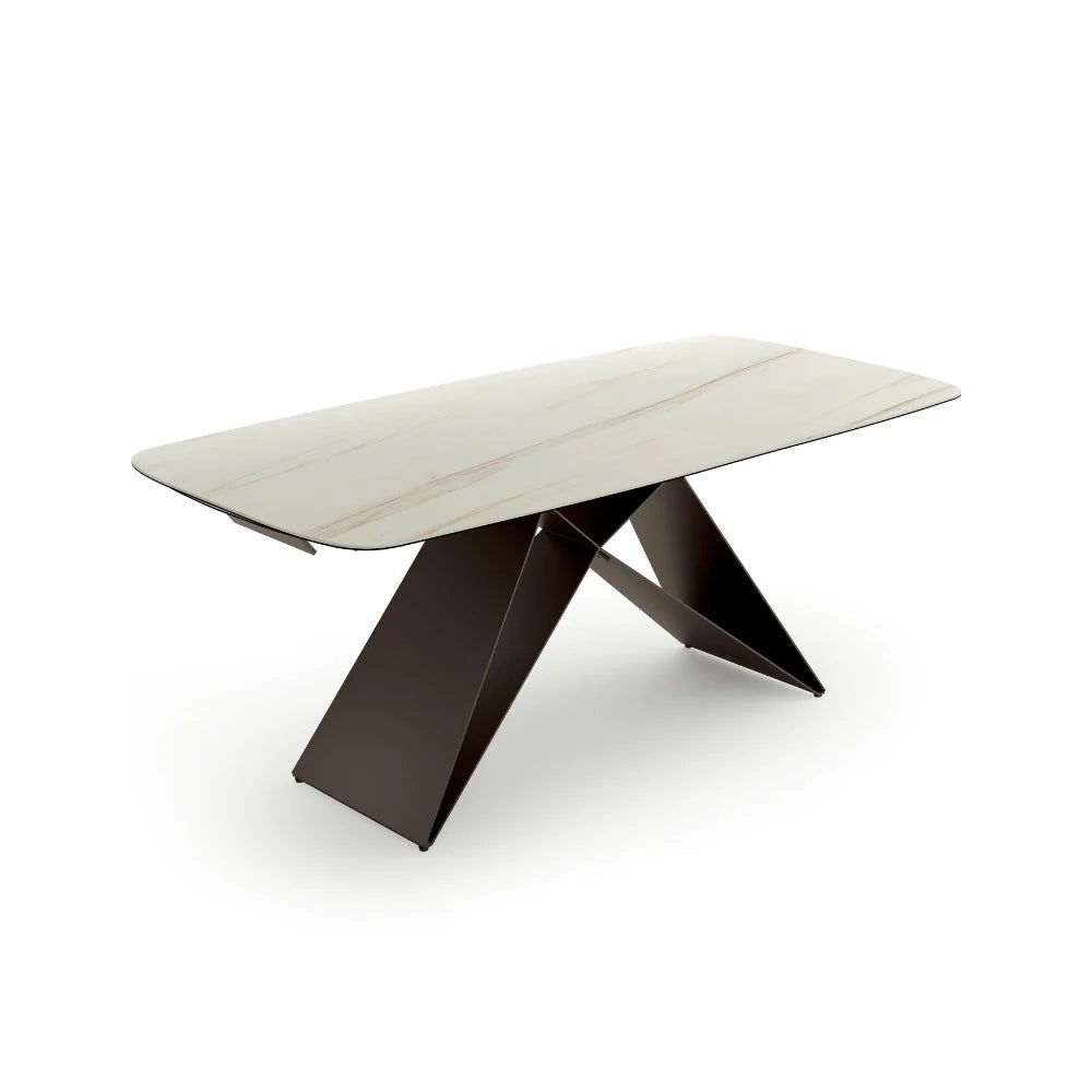 Tavolo da pranzo allungabile in ceramica su vetro effetto marmo calacatta Cruise 200-280x100 cm fino a 10 posti | Duzzle