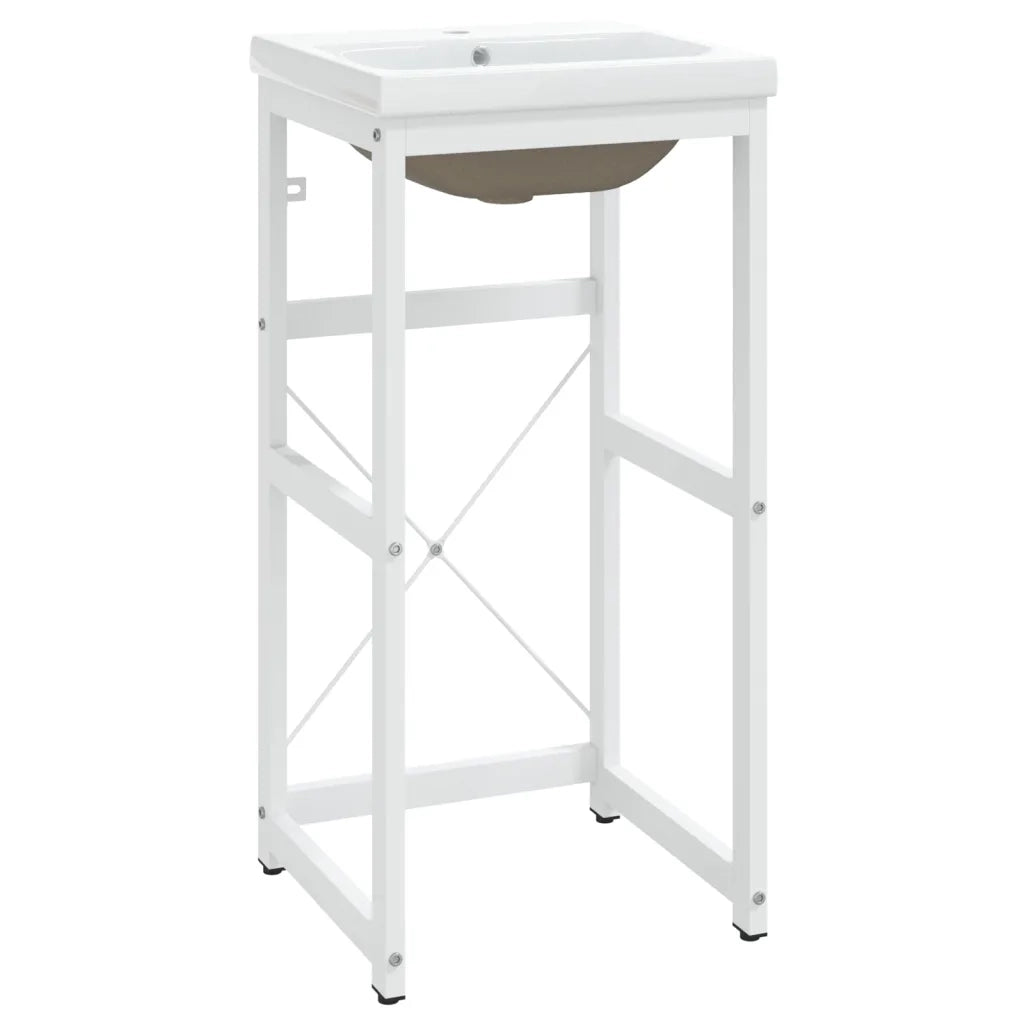 Telaio per Lavabo da Bagno con Lavabo Integrato Bianco in Ferro 3101385