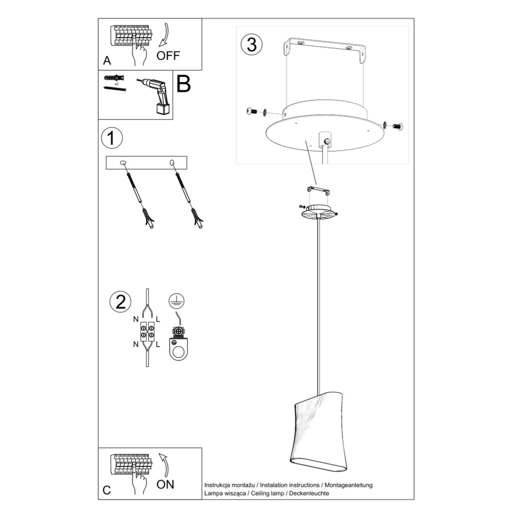 Lampada a sospensione Fioran bianca E27 15W Pure Lume