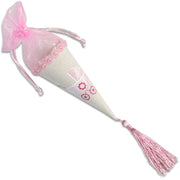 Trade Shop - Set 12 Coni Porta Confetti Bomboniera Per Nascita Battesimo Bimba Femmina Rosa -