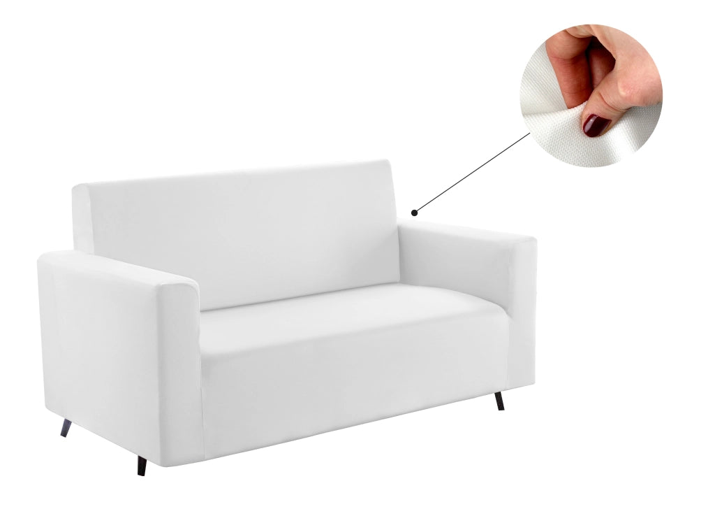 Copridivano Tinta Unita Elasticizzato Antimacchia Modello Sagomato Colore Bianco - 4 Posti - Bianco