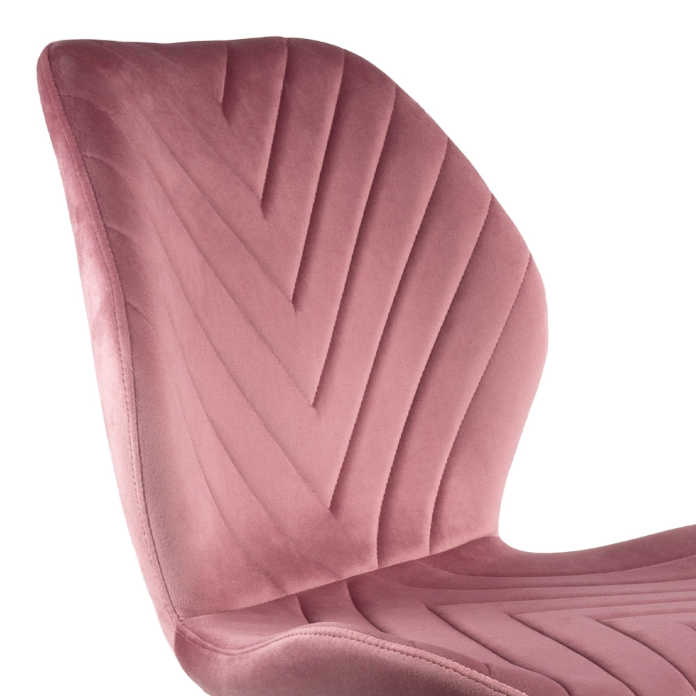 Sedia La Lussuosa imbottita in velluto malva con gambe in metallo colore sabbia nera