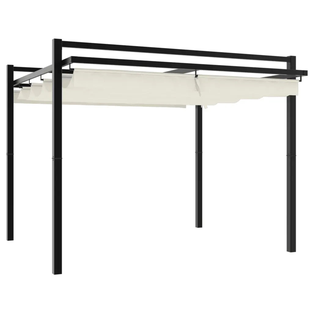 vidaXL Gazebo da Giardino con Tetto Retrattile Crema 3x3m in Alluminio