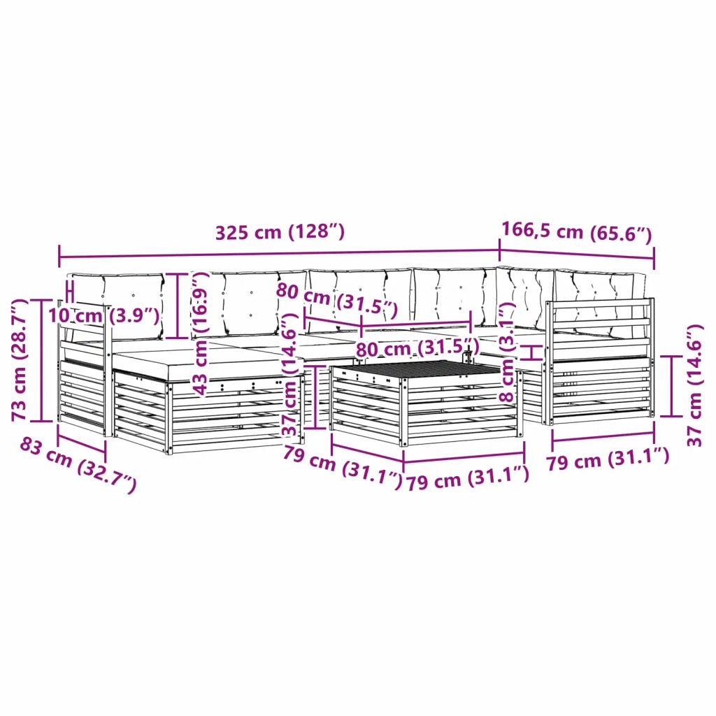 Set di divani da esterno 7 pz Bianco e Beige 3390788
