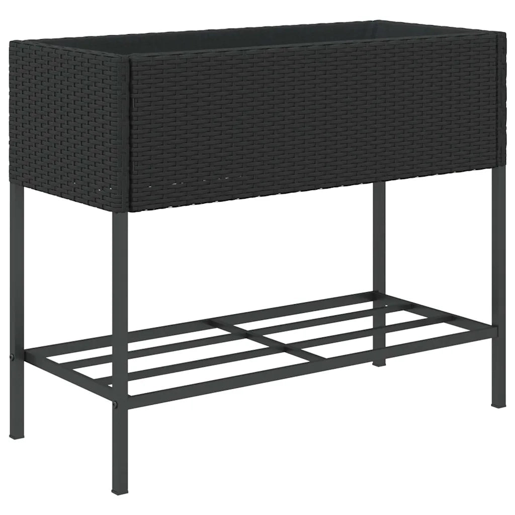 2 pz Fioriere | Cassetta per fiori | Vaso da Giardino con Ripiani Nere 90x40x75cm Polyrattan