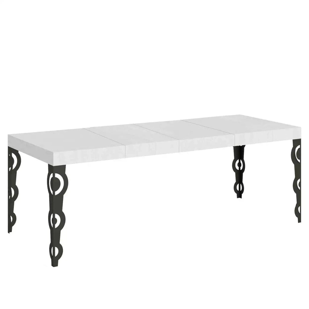 Tavolo allungabile 160/420x90 cm Karamay Premium colore bianco frassino gambe antracite