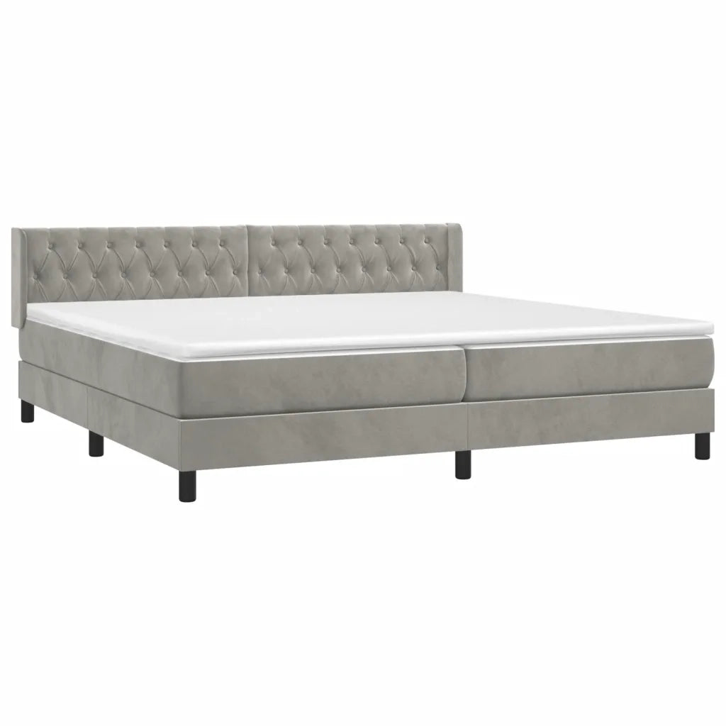 Giroletto a Molle con Materasso Grigio Chiaro 200x200cm Velluto cod mxl 64644