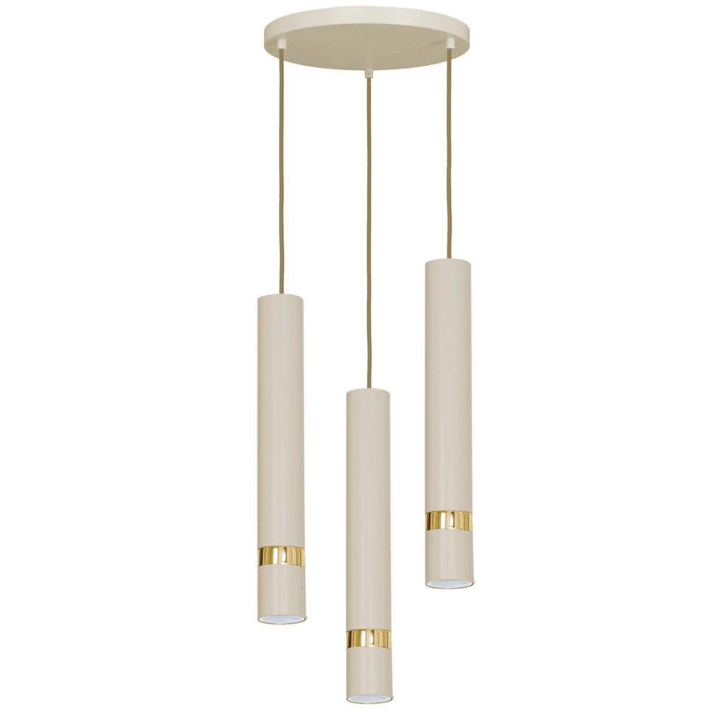 Lampada sospensione Luminex Reno crema/oro 3xGU10 Ø30