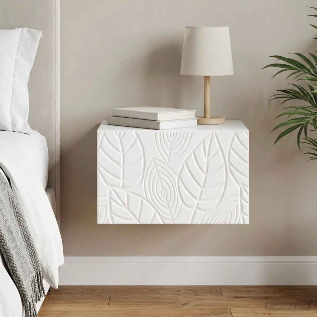 Mobiletto da notte a muro Bianco Lucido 49 x 34,5 x 20 cm 898793