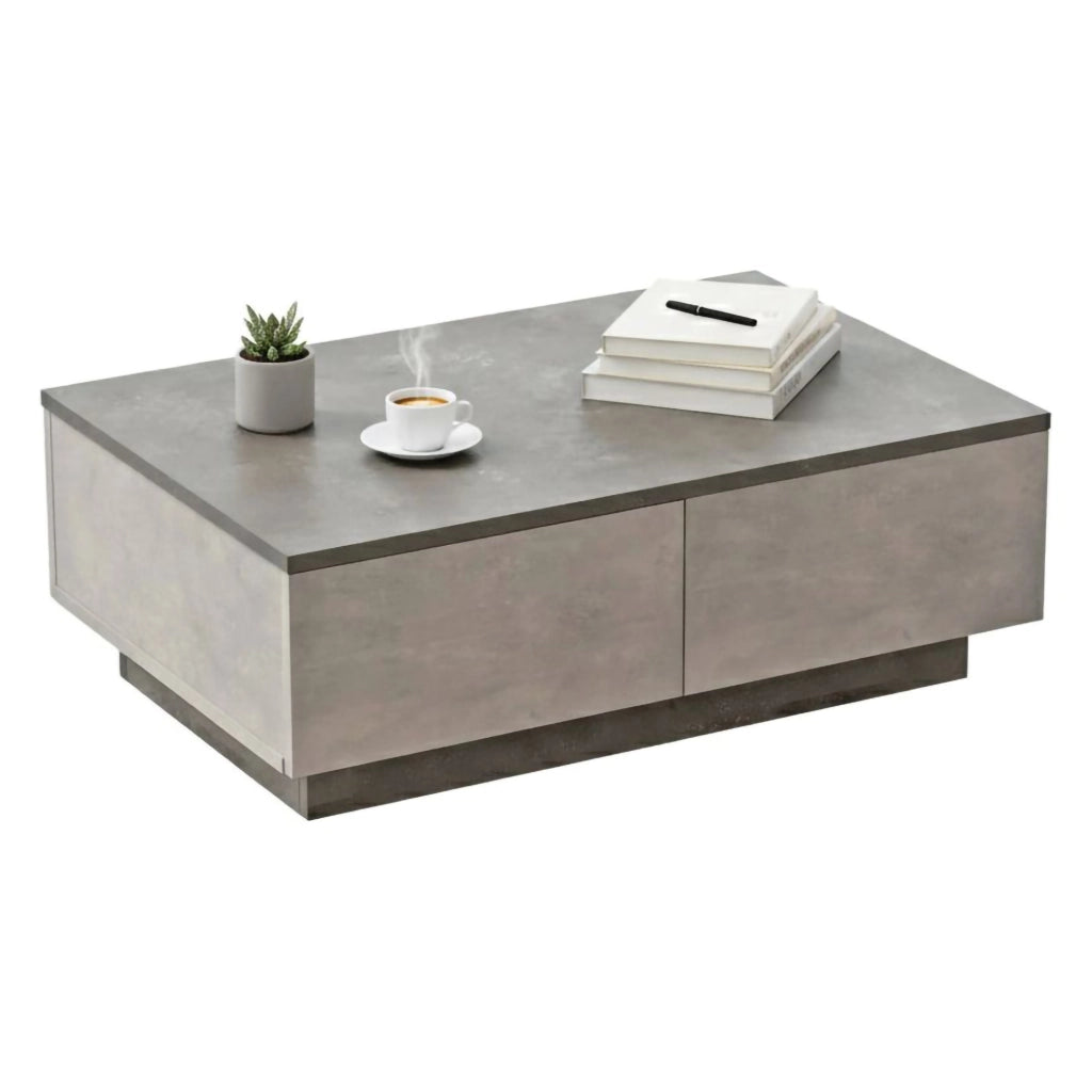 Tavolino da salotto Ay, Tavolo basso da caffè, Portariviste per divano, Ripiano da soggiorno, 90x60h32 cm, Argento e Antracite