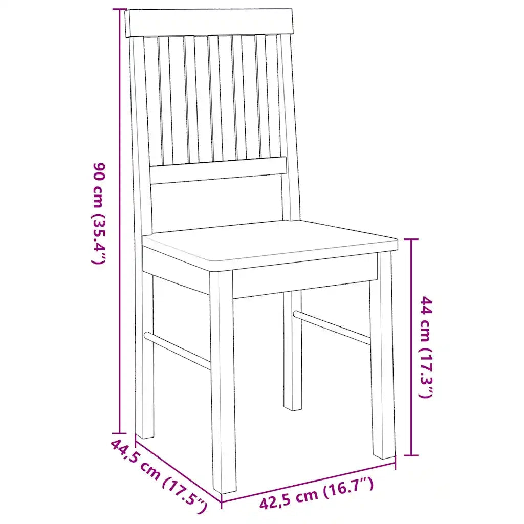 Sedie da Pranzo 2 pz in Legno Massello di Hevea