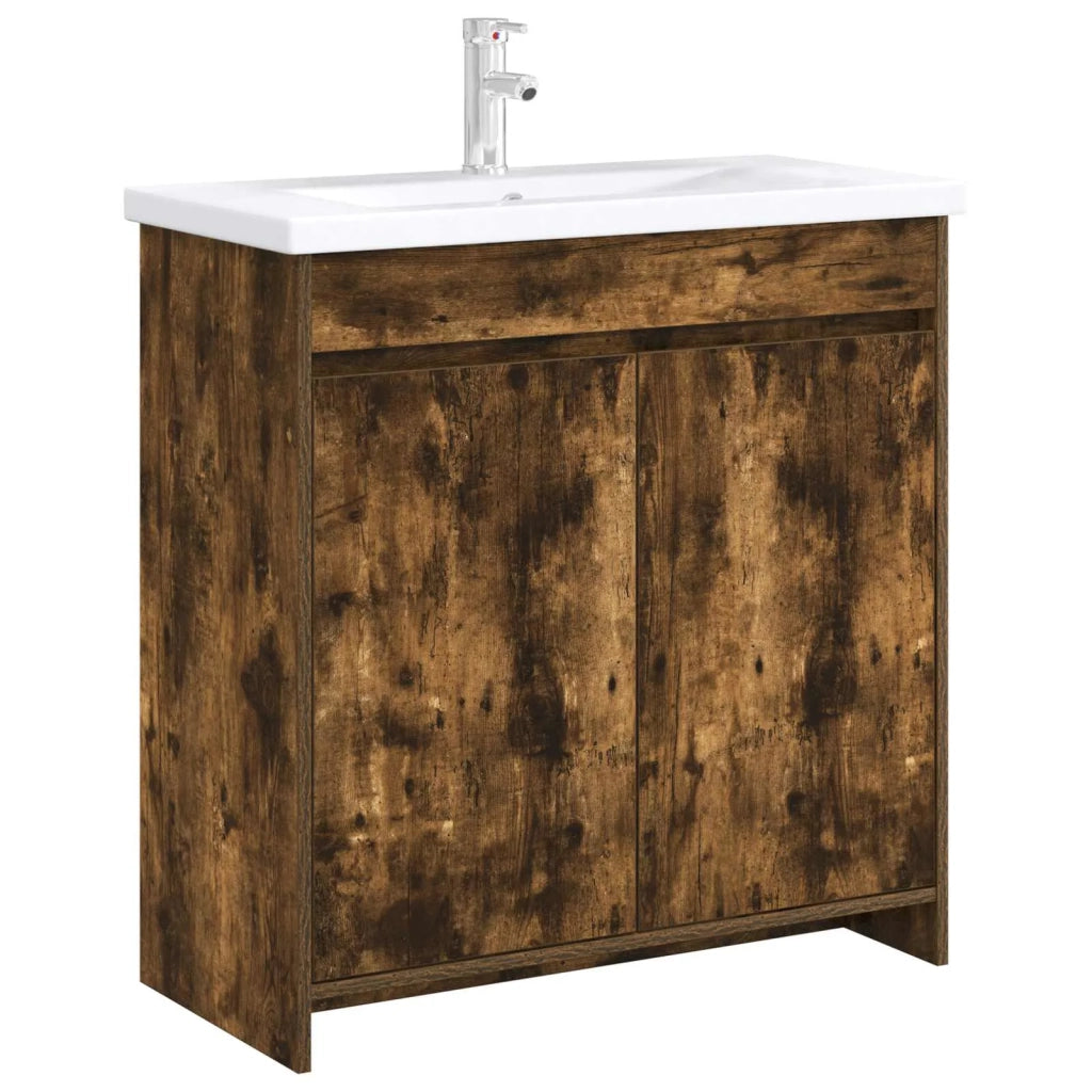 Mobiletto da Bagno Sotto Lavabo Rovere Fumo 78,5 x 37,5 x 81 cm