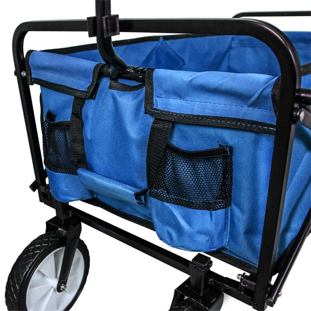 Carretto Carrello Giardinaggio Pieghevole Rimorchio Carriola da Giardino Blu