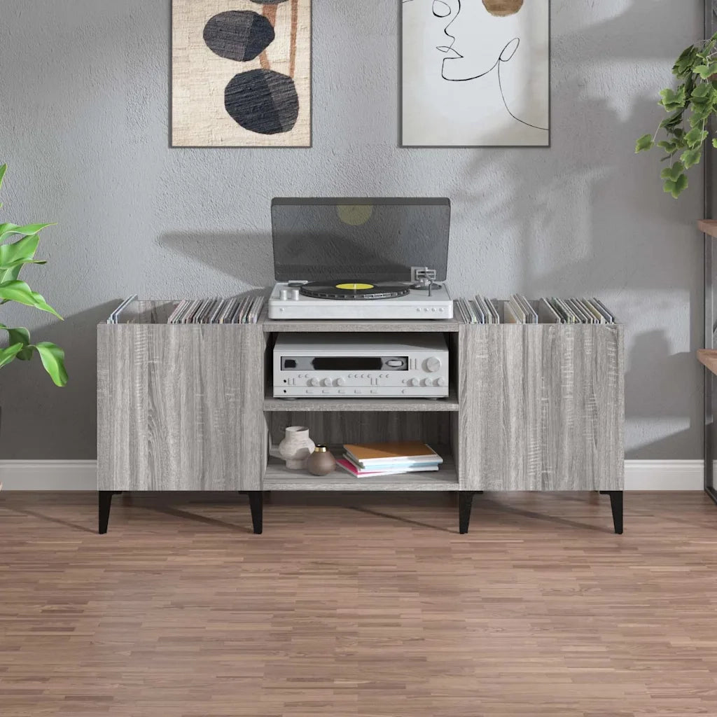 Mobile Porta Dischi Grigio Sonoma 121x38x48cm Legno Multistratocod mxl 103753