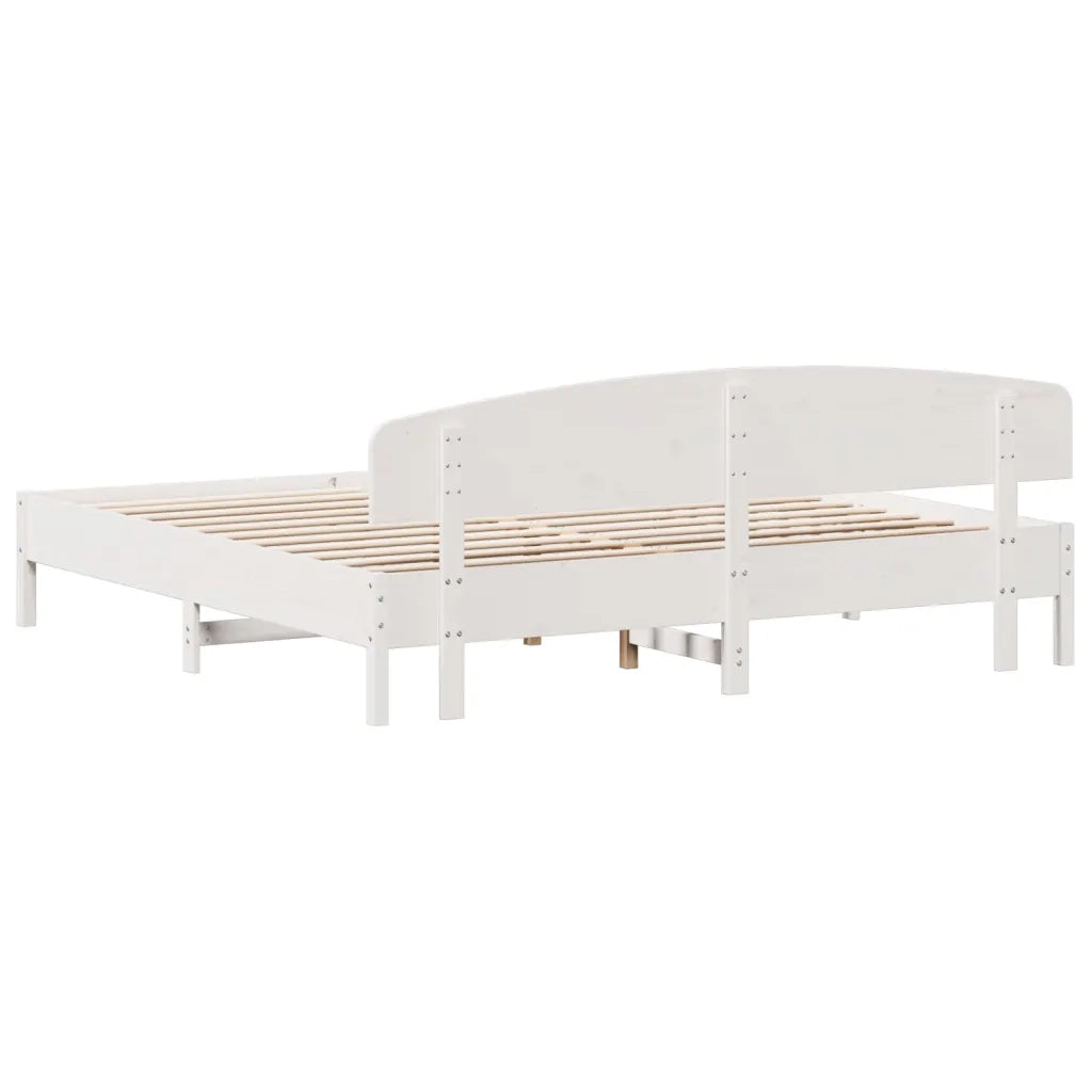 Giroletto senza Materasso Bianco 200x200 cm Legno Massello Pino 3207194